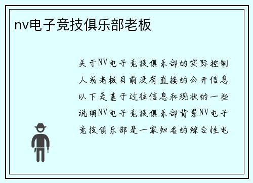 nv电子竞技俱乐部老板