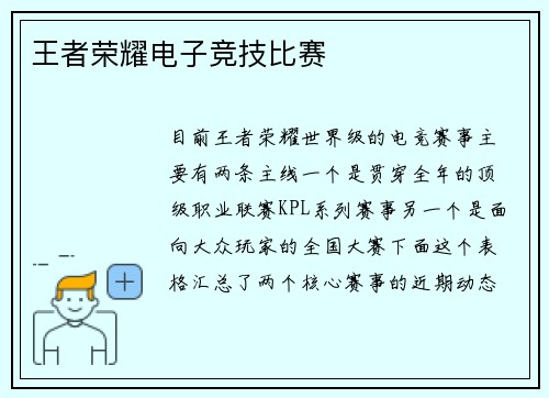 王者荣耀电子竞技比赛